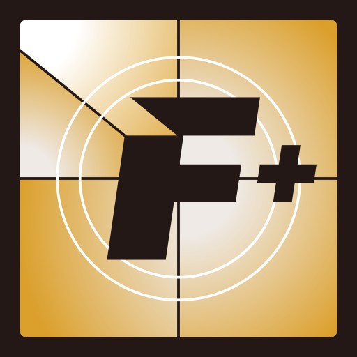 Gold logo featuring F and plus sign