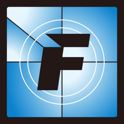 Blue logo featuring F